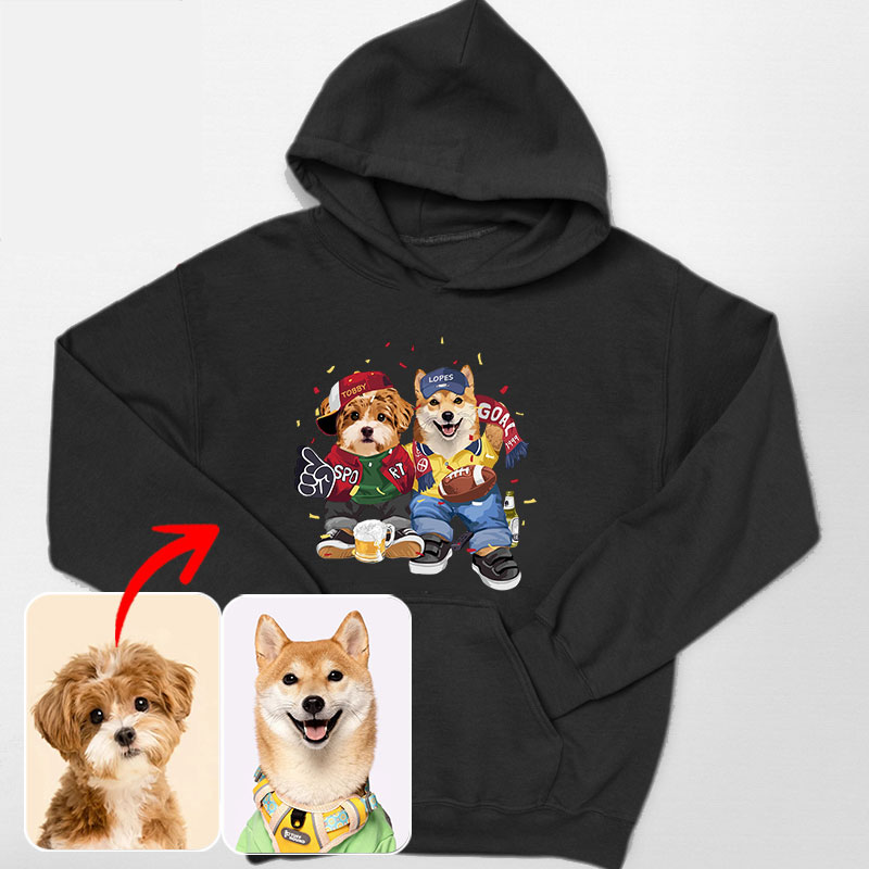 カスタムフワモコ部 　パーカー    PARTY  2頭デザイン1011-2-6