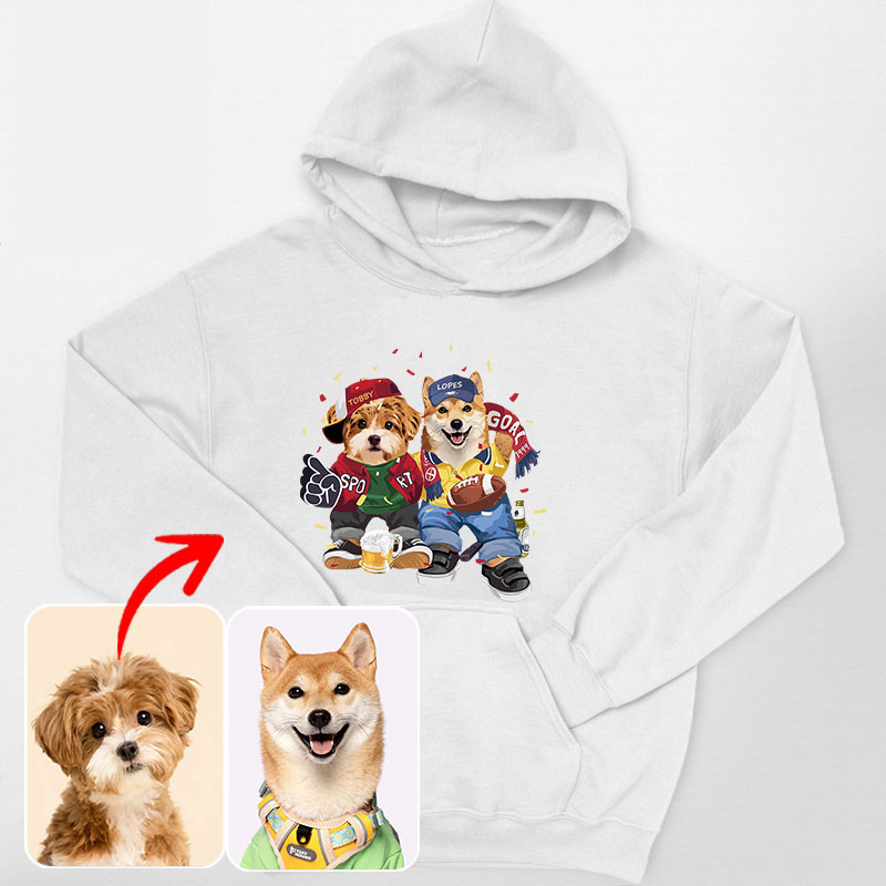 カスタムフワモコ部 　パーカー    PARTY  2頭デザイン1011-2-6