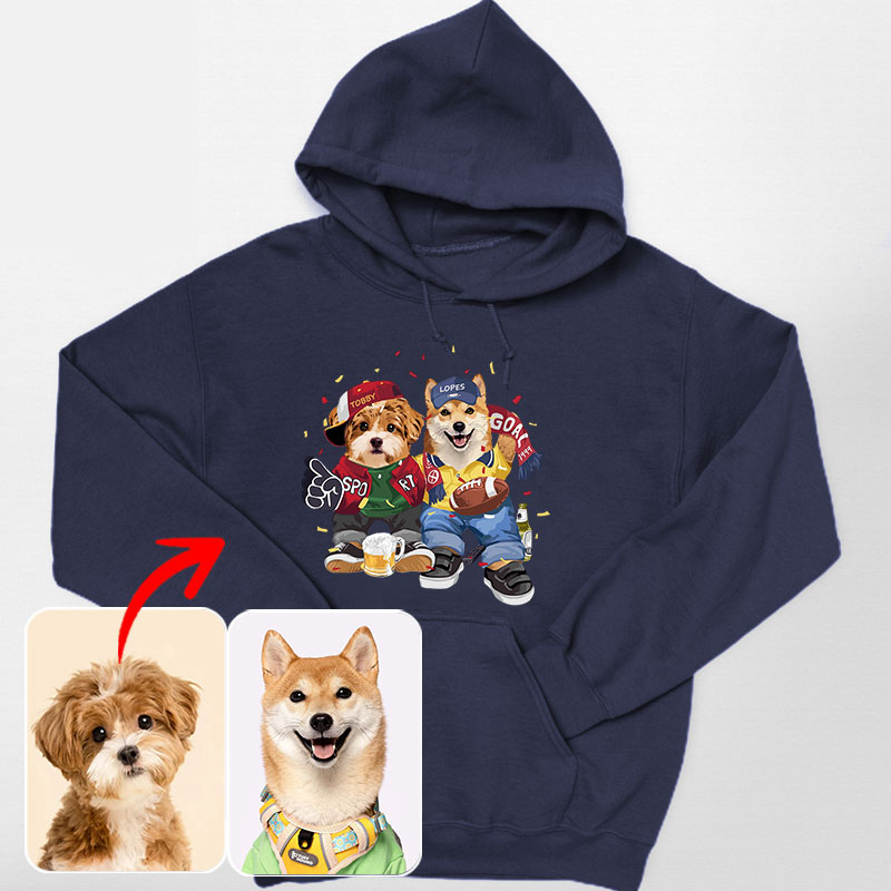 カスタムフワモコ部 　パーカー    PARTY  2頭デザイン1011-2-6