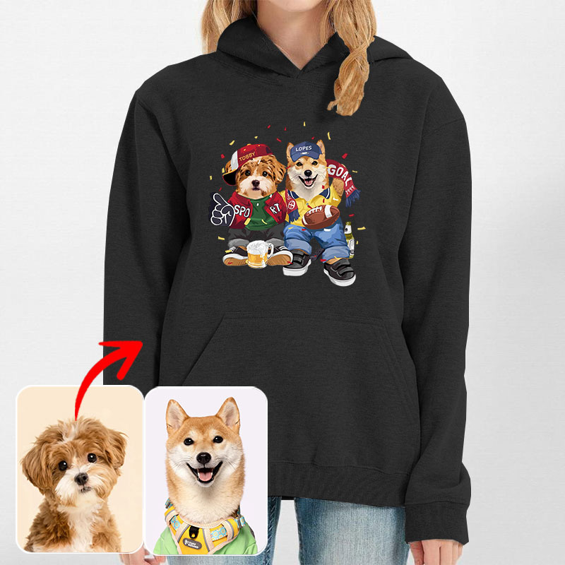 カスタムフワモコ部 　パーカー    PARTY  2頭デザイン1011-2-6