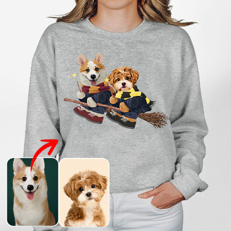 カスタムフワモコ部 　トレーナー 魔法使い  2頭デザイン1011-1-5