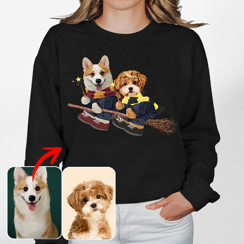 カスタムフワモコ部 　トレーナー 魔法使い  2頭デザイン1011-1-5