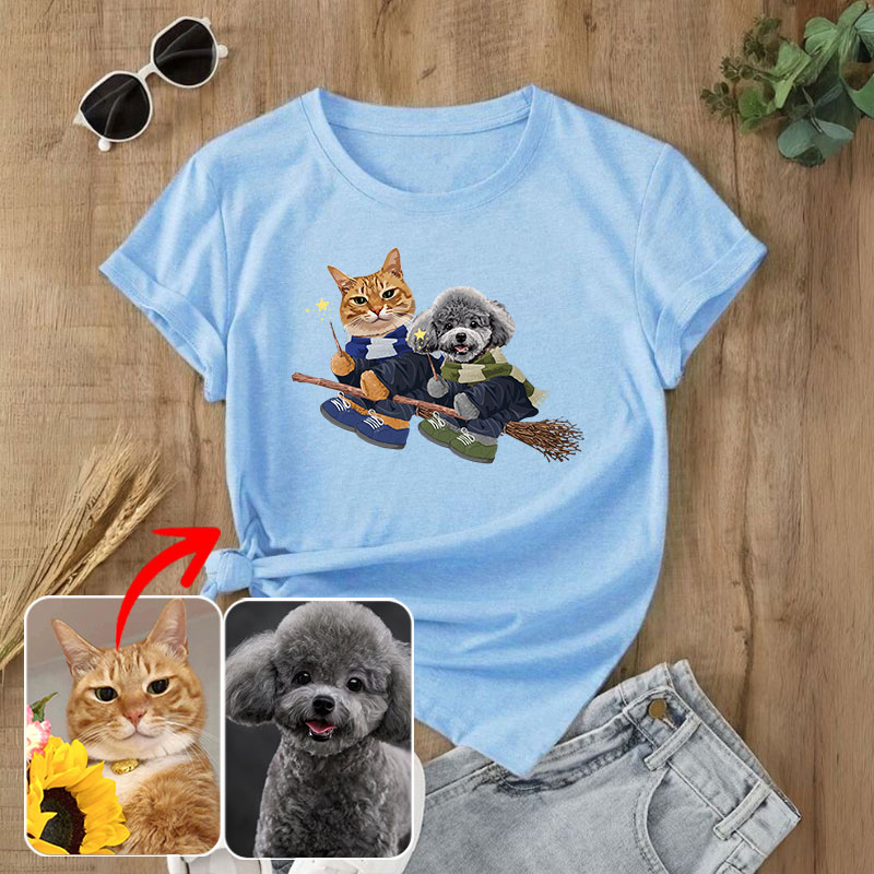 カスタムフワモコ部  プレミアムTシャツ  魔法使い    2頭デザイン 1013-1-5