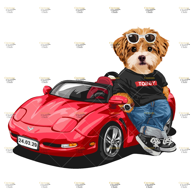 カスタムフワモコ部  プレミアムTシャツ   スポーツカー    1頭デザイン 1013-1-8
