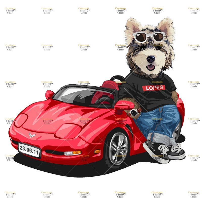 カスタムフワモコ部  プレミアムTシャツ   スポーツカー    1頭デザイン 1013-1-8