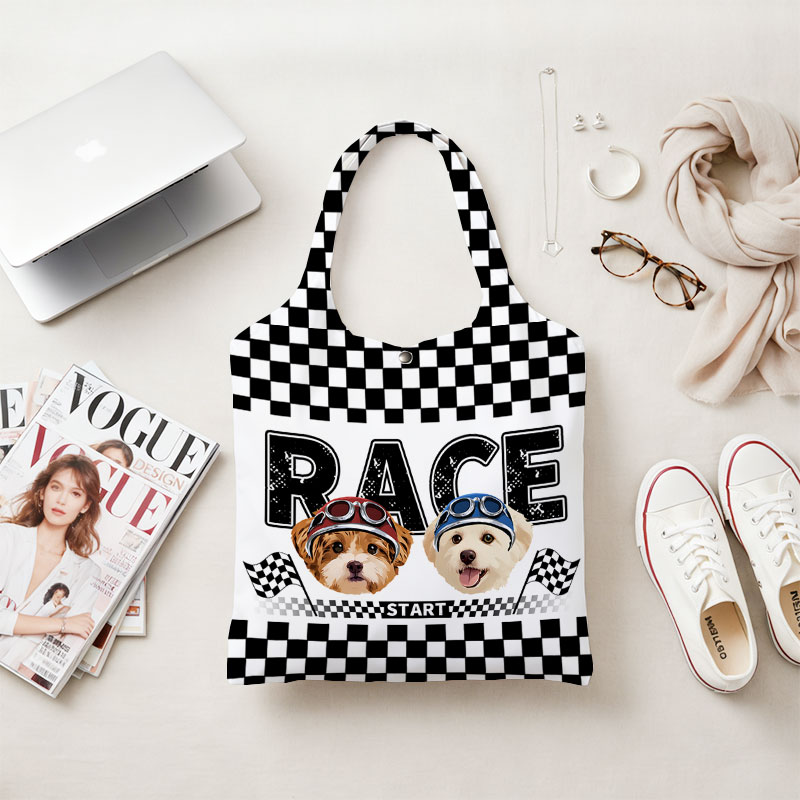 カスタムフワモコ部  折りたたみエコバッグ 【2頭デザイン】 0909-2-5