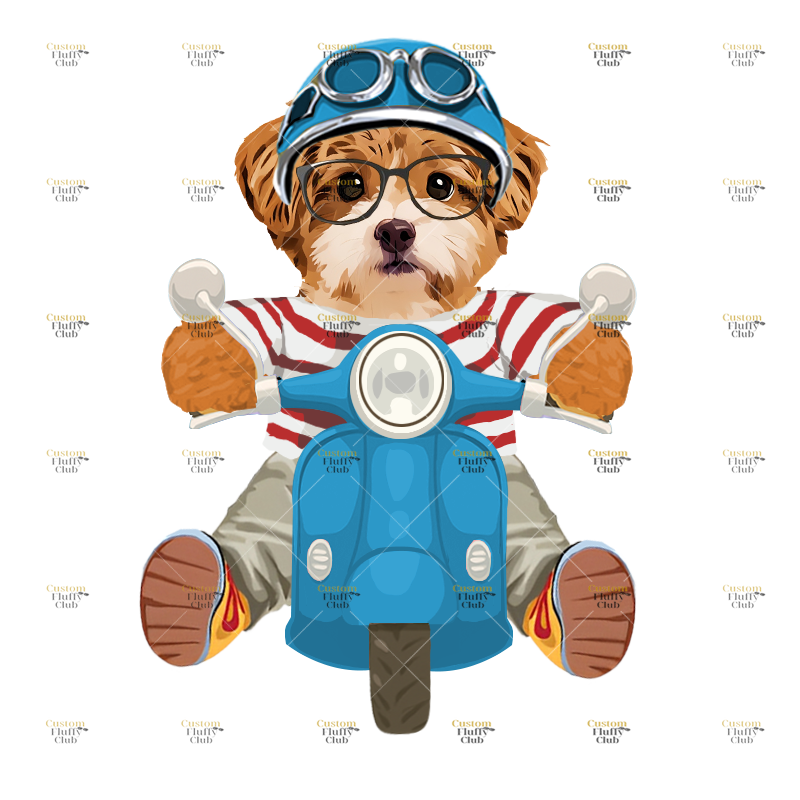 カスタムフワモコ部 　パーカー スクーター1頭デザイン0925-3-1