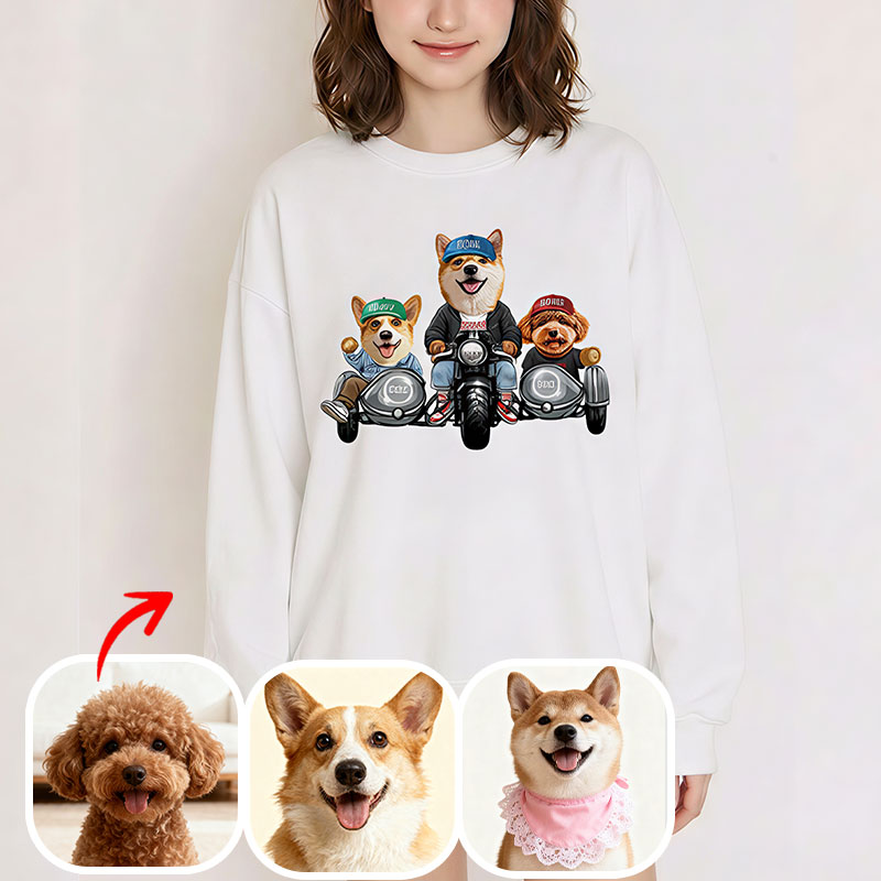 カスタムフワモコ部  トレーナー  カップルバイク編 3頭デザイン26121-12