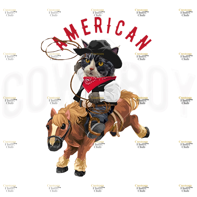 カスタムフワモコ部  プレミアムTシャツ Horseback Cowboy  1頭デザイン 0305-2-3