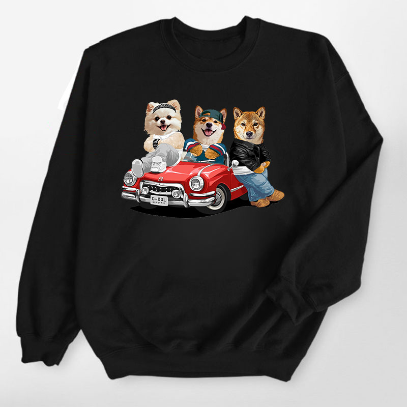 カスタムフワモコ部 　トレーナー 一緒に旅行する 3頭デザイン0313-3-4