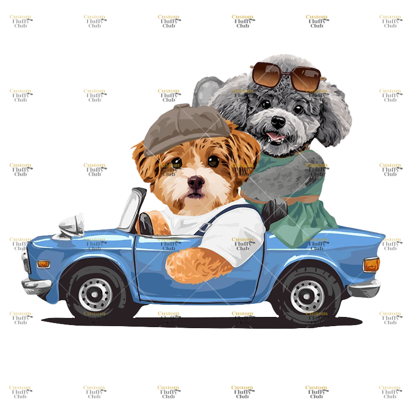 カスタムフワモコ部 　パーカー  ピクニック 2頭デザイン 25114-1