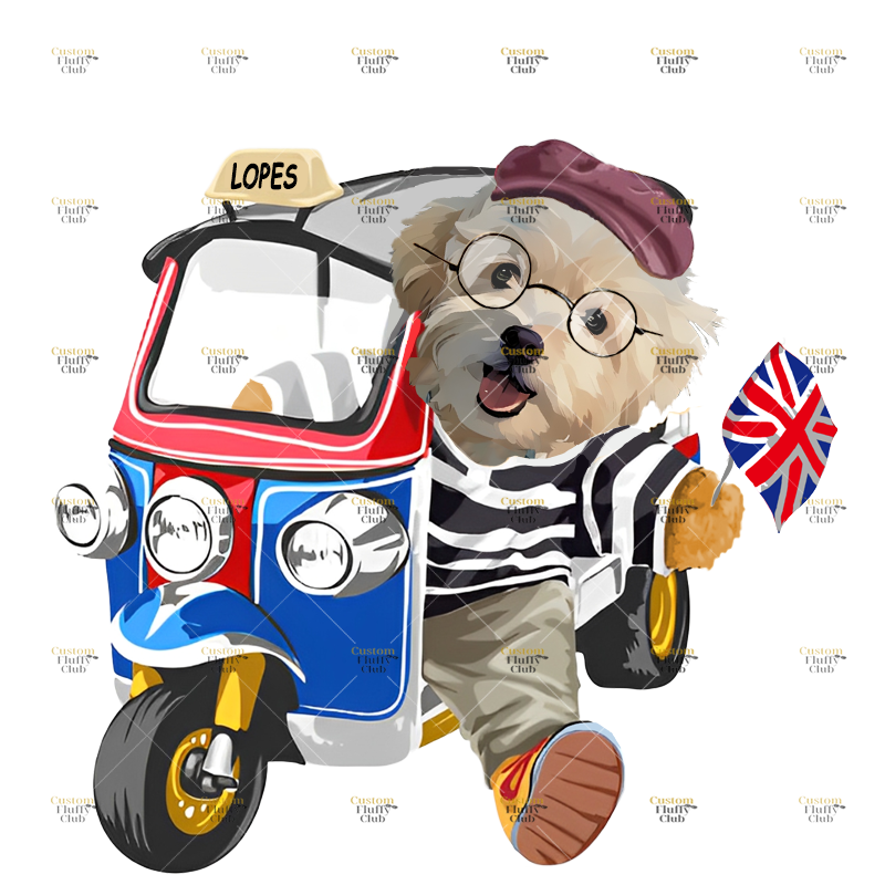 カスタムフワモコ部  プレミアムTシャツ   Sightseeing Check-in   1頭デザイン 0617-1-2