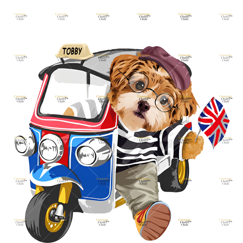 カスタムフワモコ部  プレミアムTシャツ   Sightseeing Check-in   1頭デザイン 0617-1-2