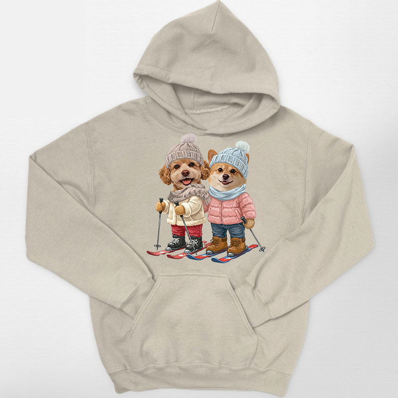 カスタムフワモコ部 　パーカー  Girls skiing  2頭デザイン 251216-3