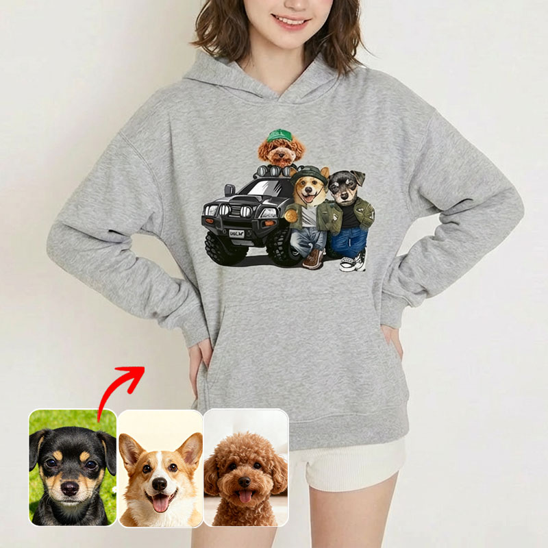 カスタムフワモコ部 　パーカー   オフロード冒険  3頭デザイン 251222-3