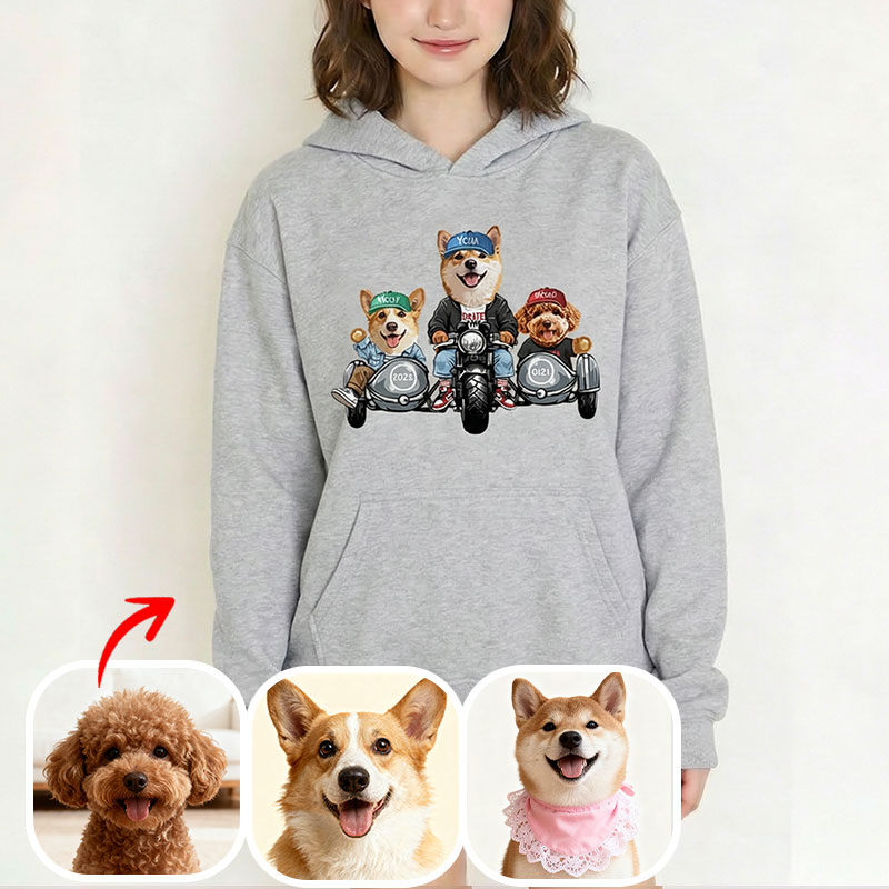 カスタムフワモコ部 　パーカー カップルバイク編  3頭デザイン 26121-11