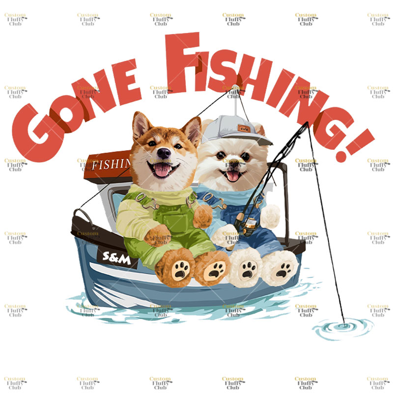 カスタムフワモコ部 　パーカー  釣り  2頭デザイン 251210-3