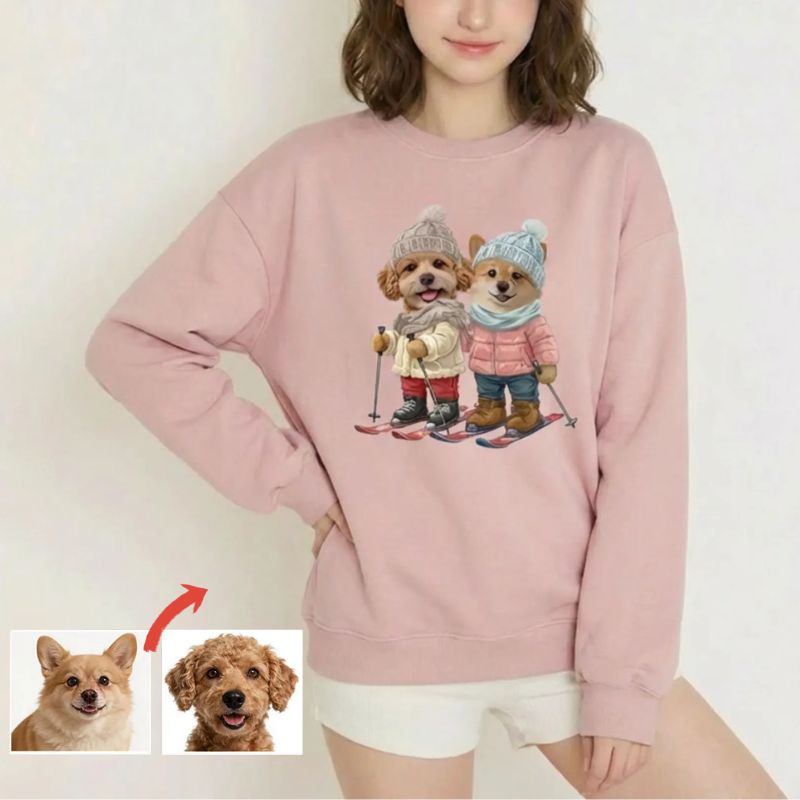 カスタムフワモコ部 　トレーナー   Girls skiing    2頭デザイン251218-9