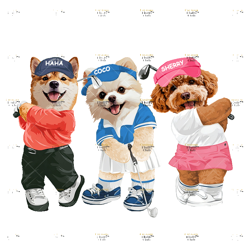 カスタムフワモコ部 　パーカー   ゴルフスクワッド 3頭デザイン 251222-5