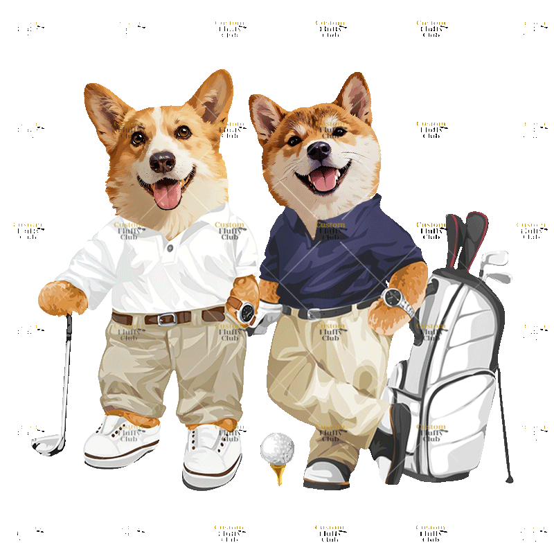 カスタムフワモコ部 　トレーナー   ゴルフ紳士    3頭デザイン251223-4