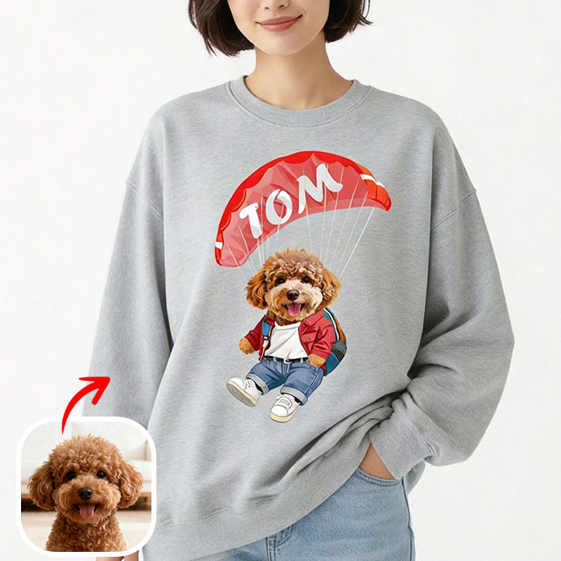 カスタムフワモコ部 　トレーナー  スカイダイビング  1頭デザイン26115-1