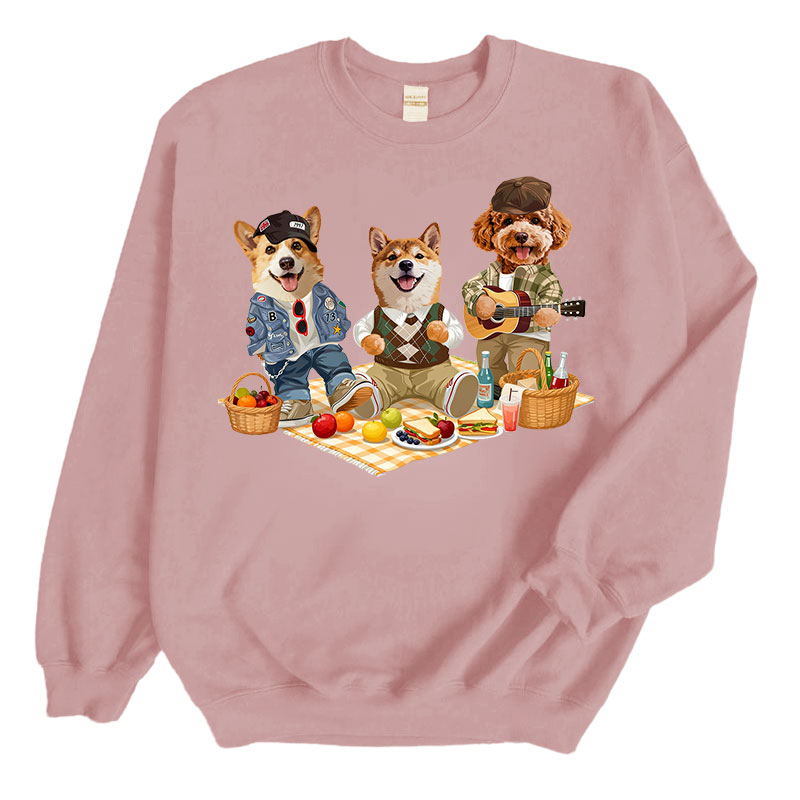 カスタムフワモコ部  トレーナー  ピクニック 3頭デザイン26123-4