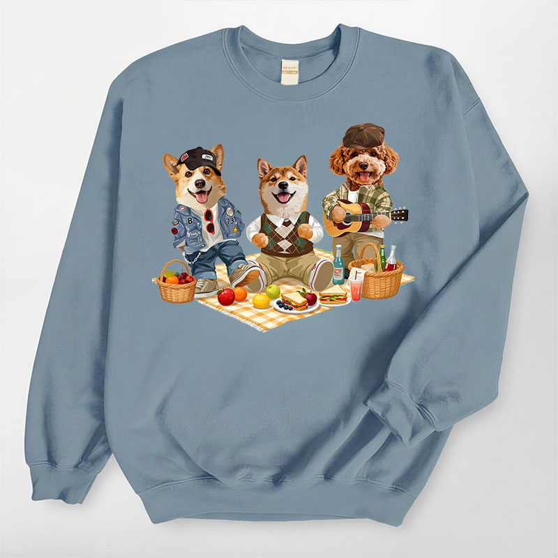 カスタムフワモコ部  トレーナー  ピクニック 3頭デザイン26123-4