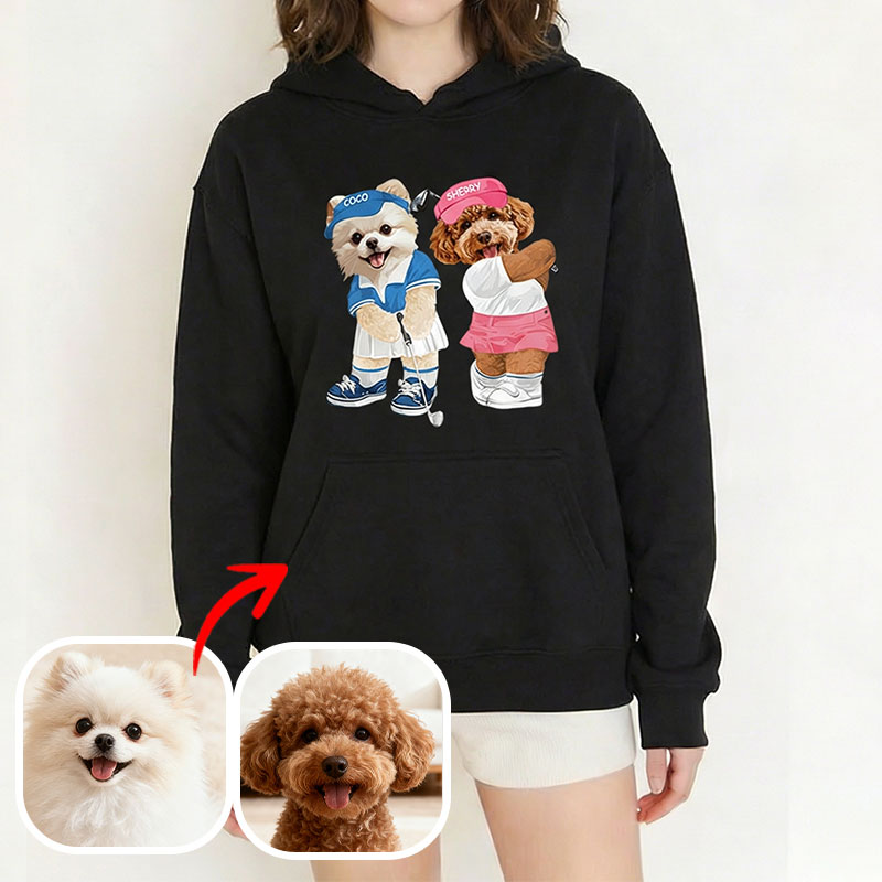 カスタムフワモコ部 　パーカー   ゴルフ大会  2頭デザイン26227-1