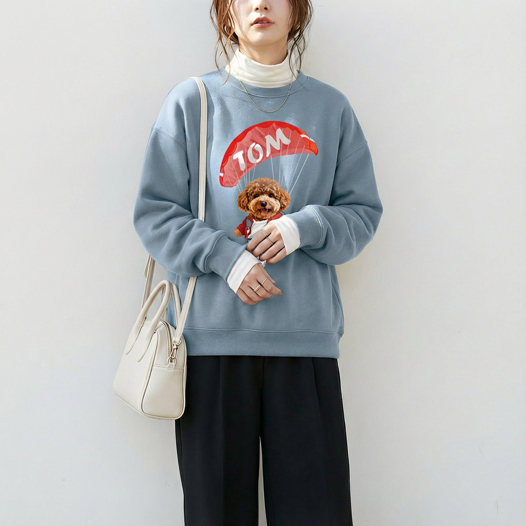 カスタムフワモコ部 　トレーナー  スカイダイビング  1頭デザイン26115-1