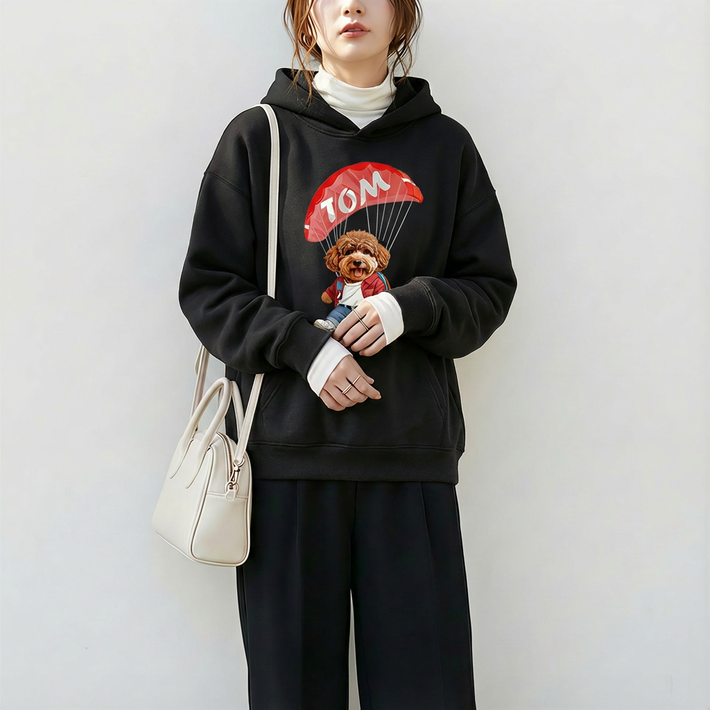 カスタムフワモコ部 　パーカー  スカイダイビング  2頭デザイン 26115-2