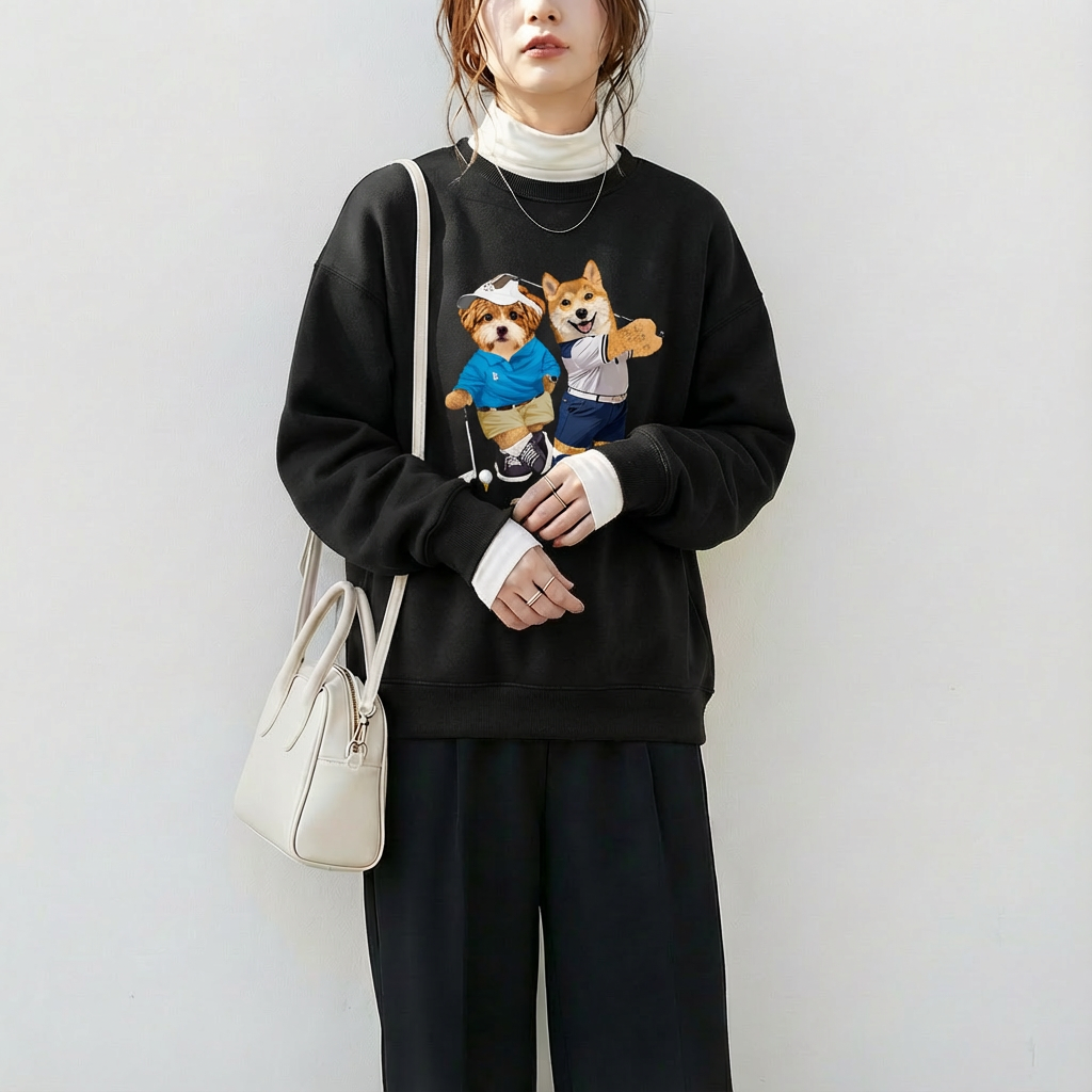 カスタムフワモコ部 　トレーナー  ゴルフ大会  2頭デザイン1013-3-2