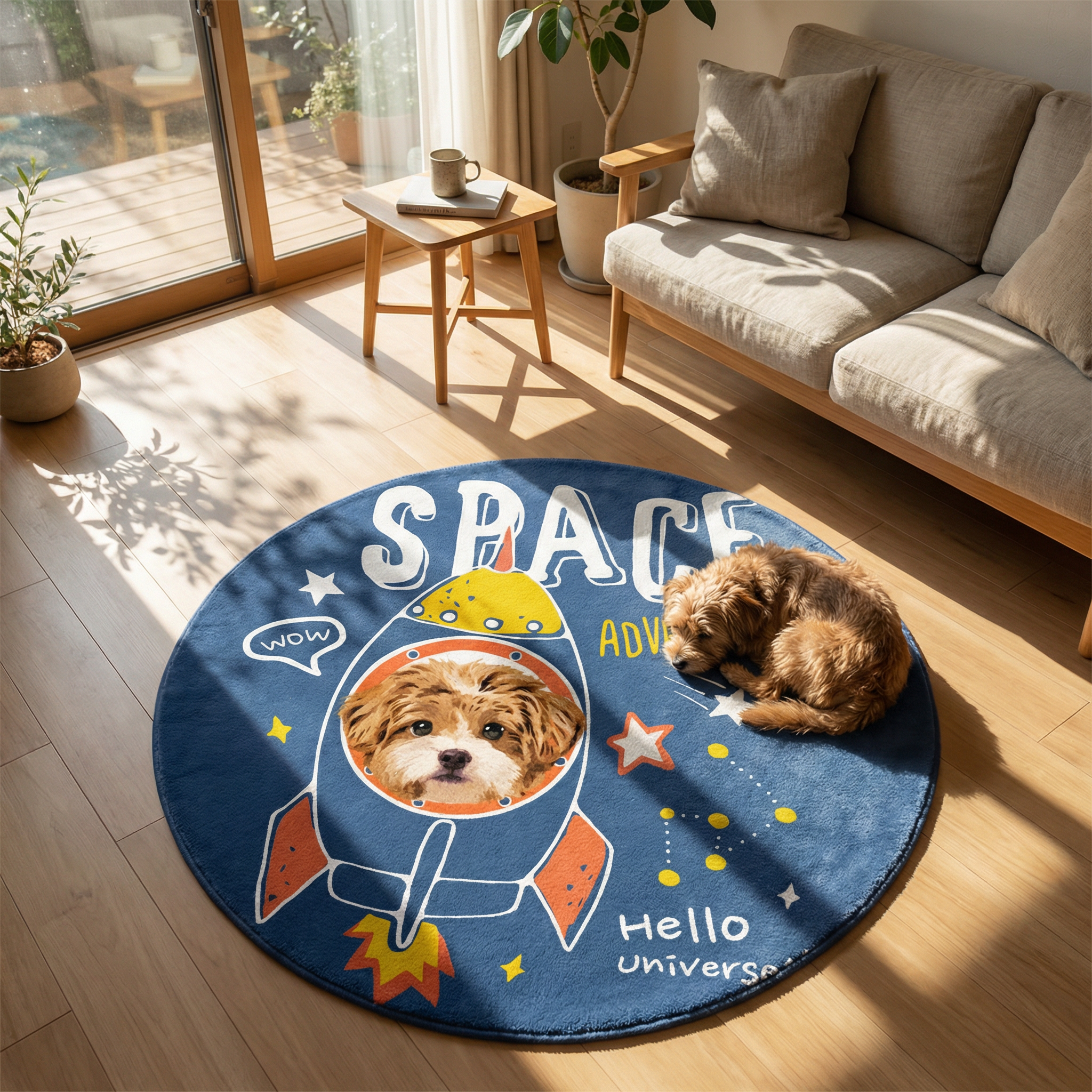 カスタムフワモコ部  ラグマット 円形  【1頭デザイン】26129-10