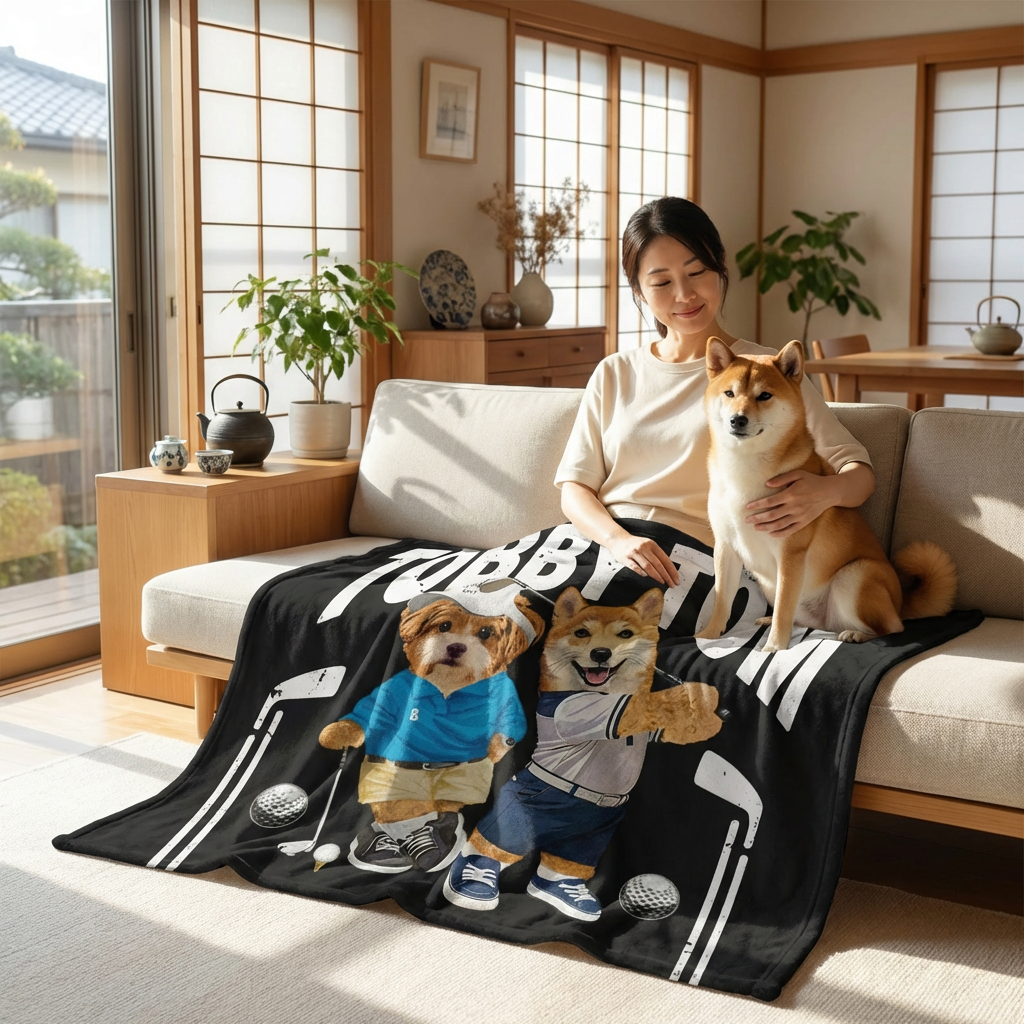 カスタムフワモコ部 　膝掛け ひざ掛け   【1頭デザイン】26131-2