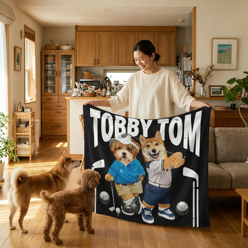 カスタムフワモコ部 　膝掛け ひざ掛け   【1頭デザイン】26131-2