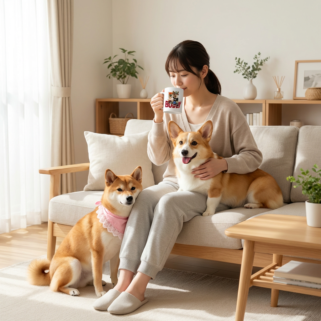 カスタムフワモコ部 　色が変わるマグカップ   【2頭デザイン】260205-4