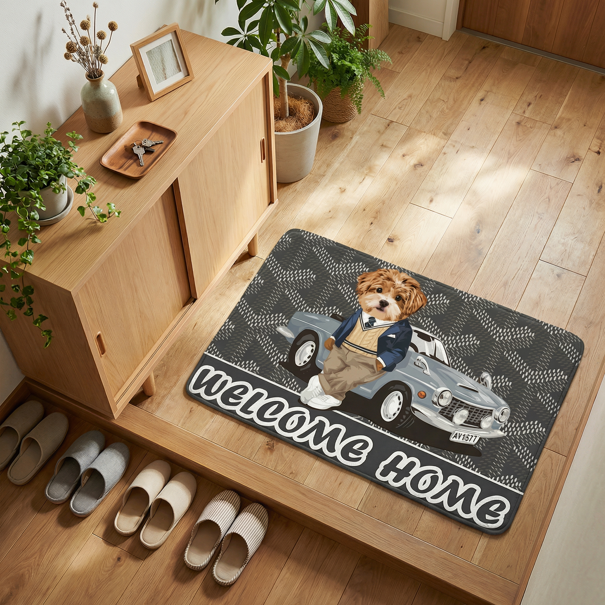 カスタムフワモコ部  玄関マット 長方形 クールなコンバーチブル0221-1-6