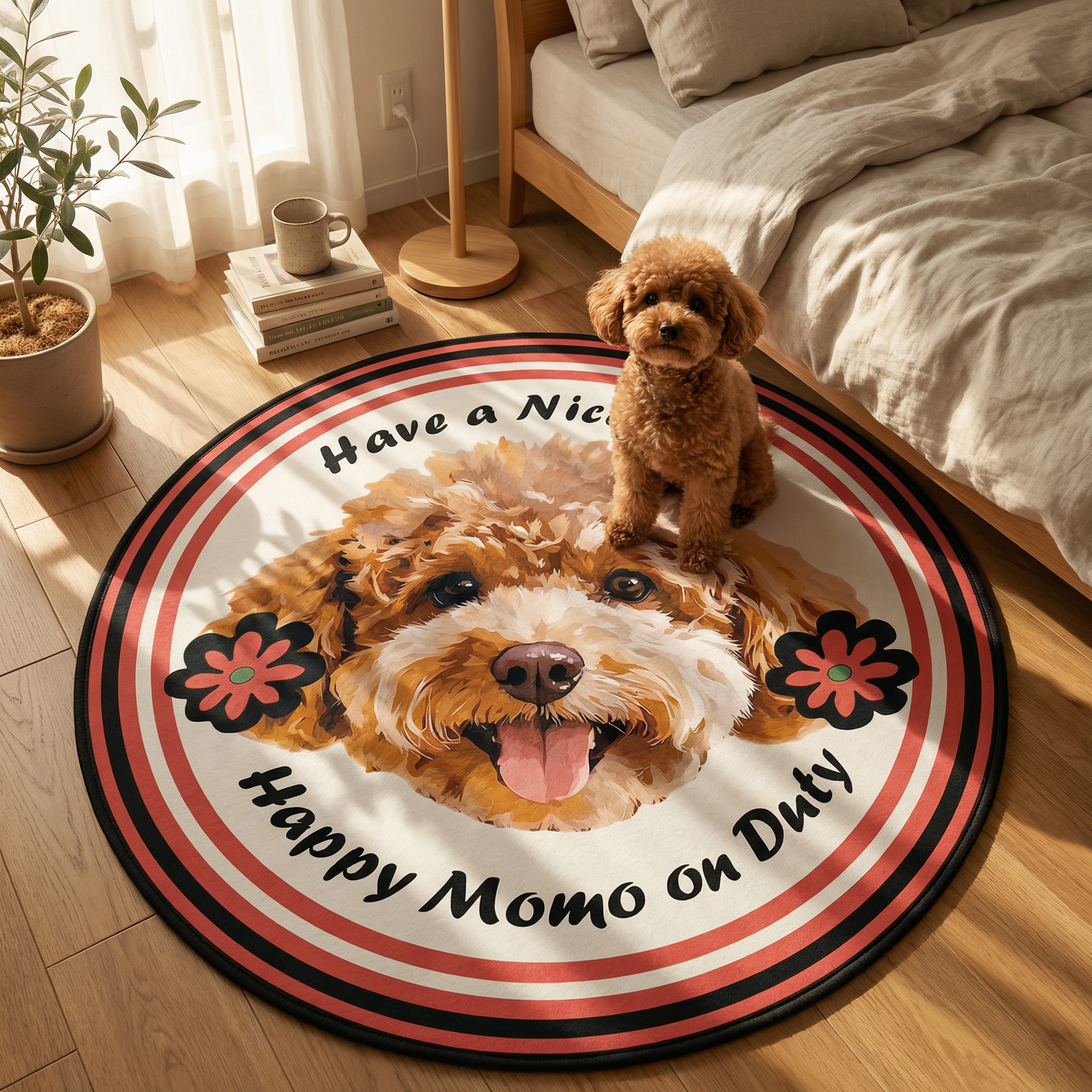 カスタムフワモコ部  ラグマット 円形  【1頭デザイン】260318-1