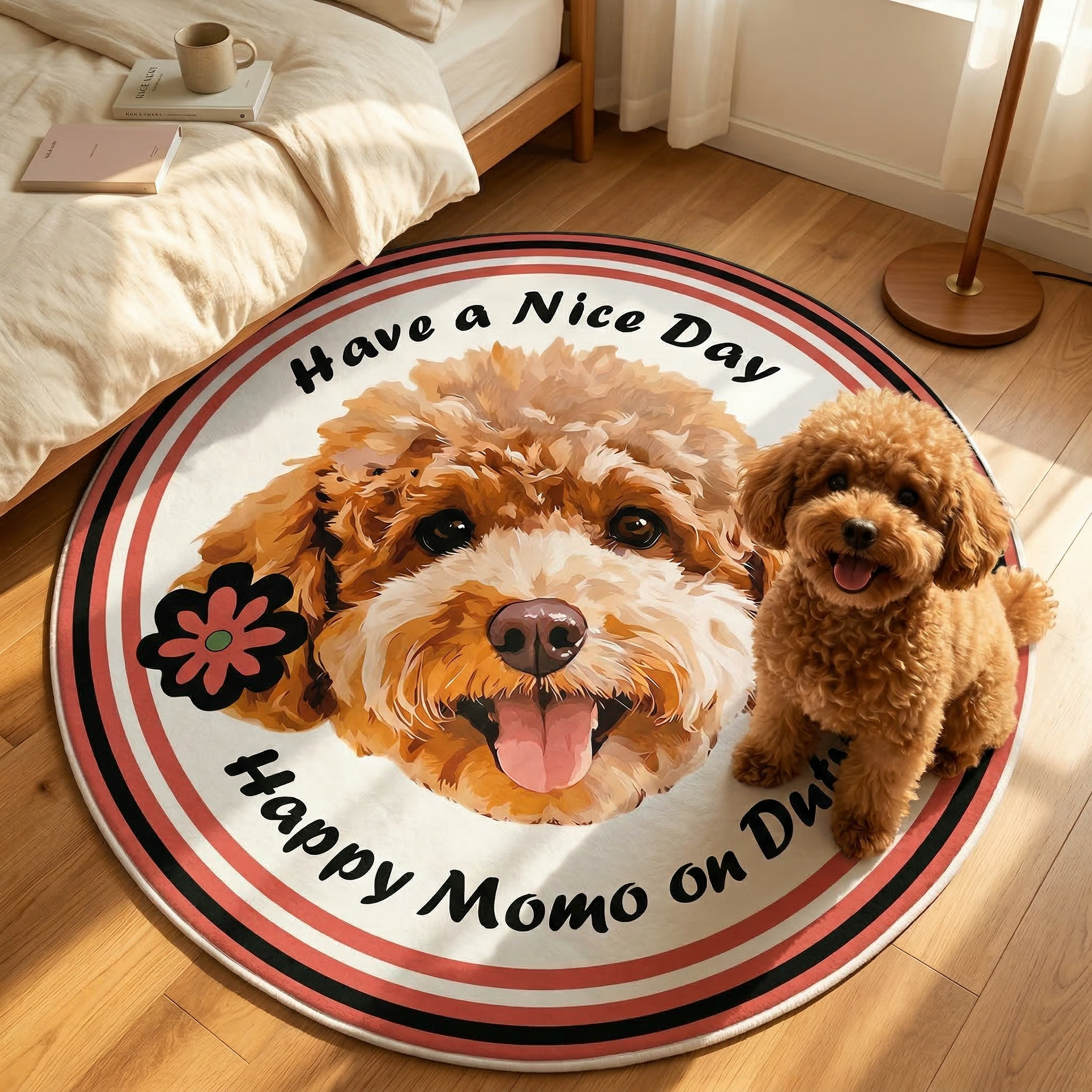 カスタムフワモコ部  ラグマット 円形  【1頭デザイン】260318-1