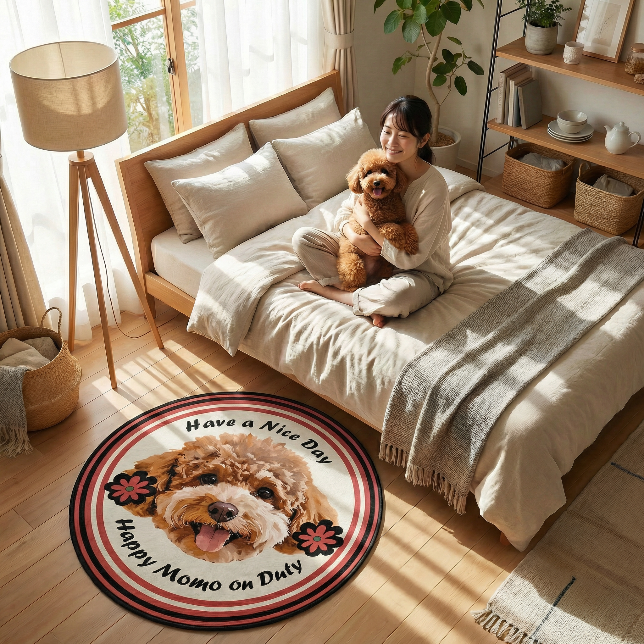 カスタムフワモコ部  ラグマット 円形  【1頭デザイン】260318-1