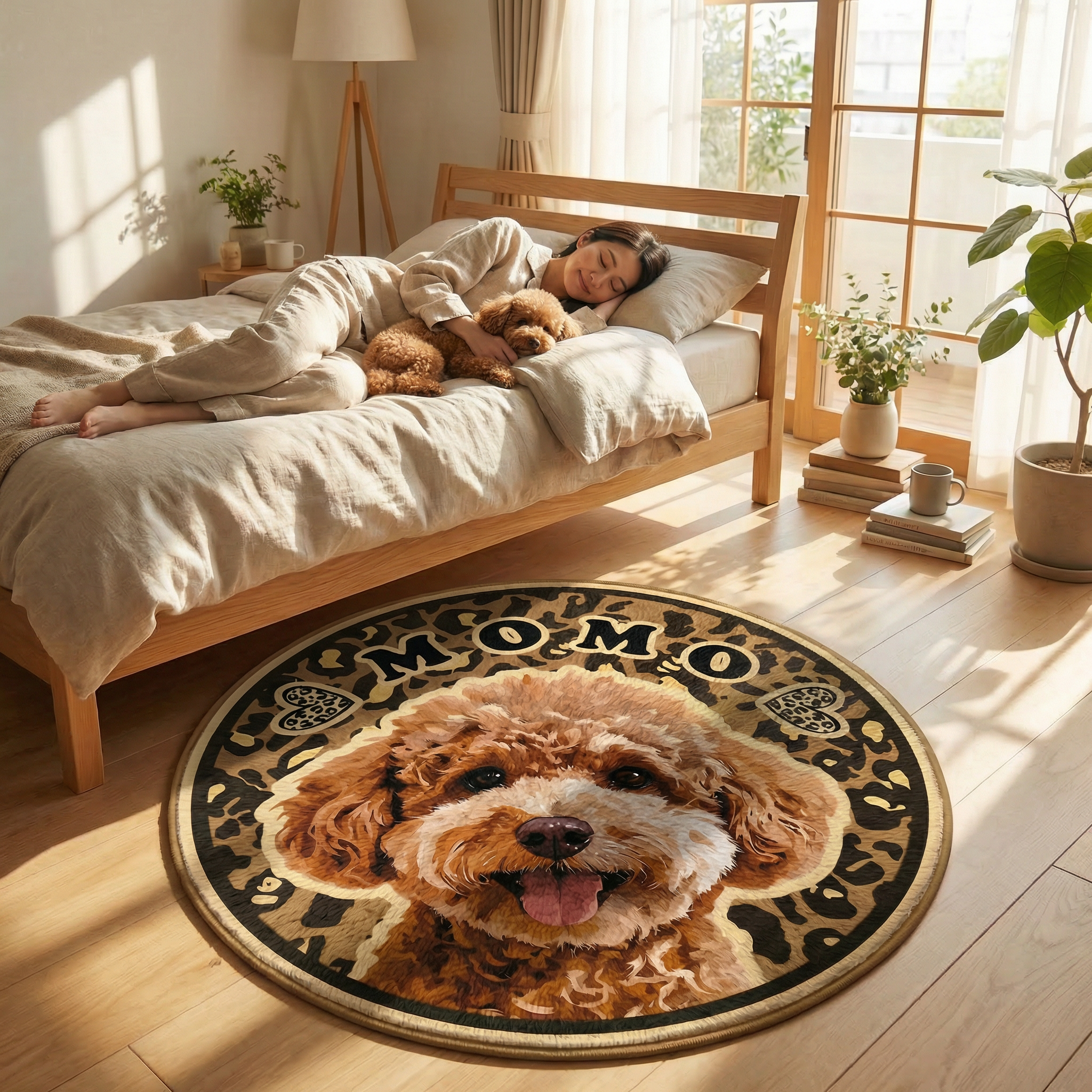 カスタムフワモコ部  ラグマット 円形  【1頭デザイン】260318-4