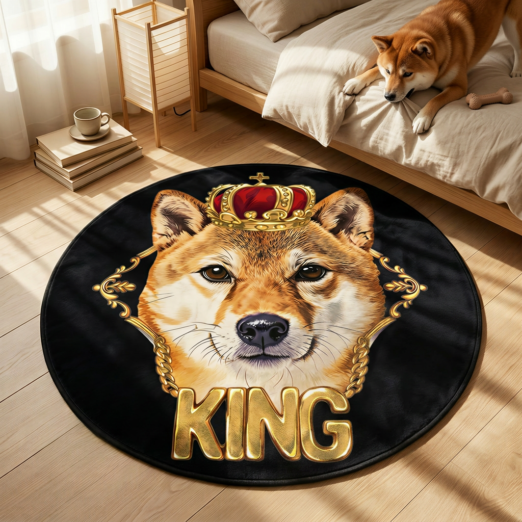 カスタムフワモコ部  ラグマット 円形  【1頭デザイン】260318-6