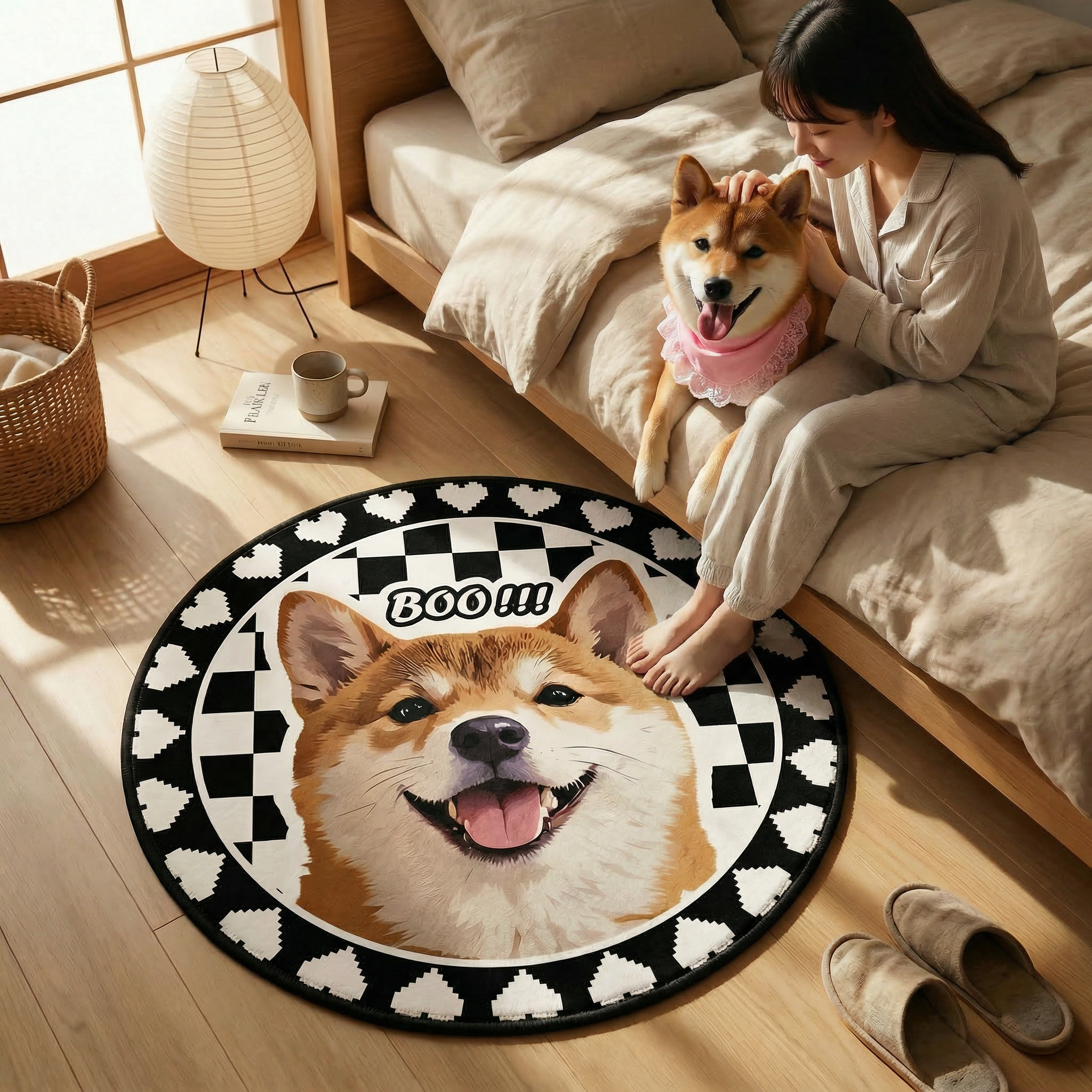 カスタムフワモコ部  ラグマット 円形  【1頭デザイン】260318-7