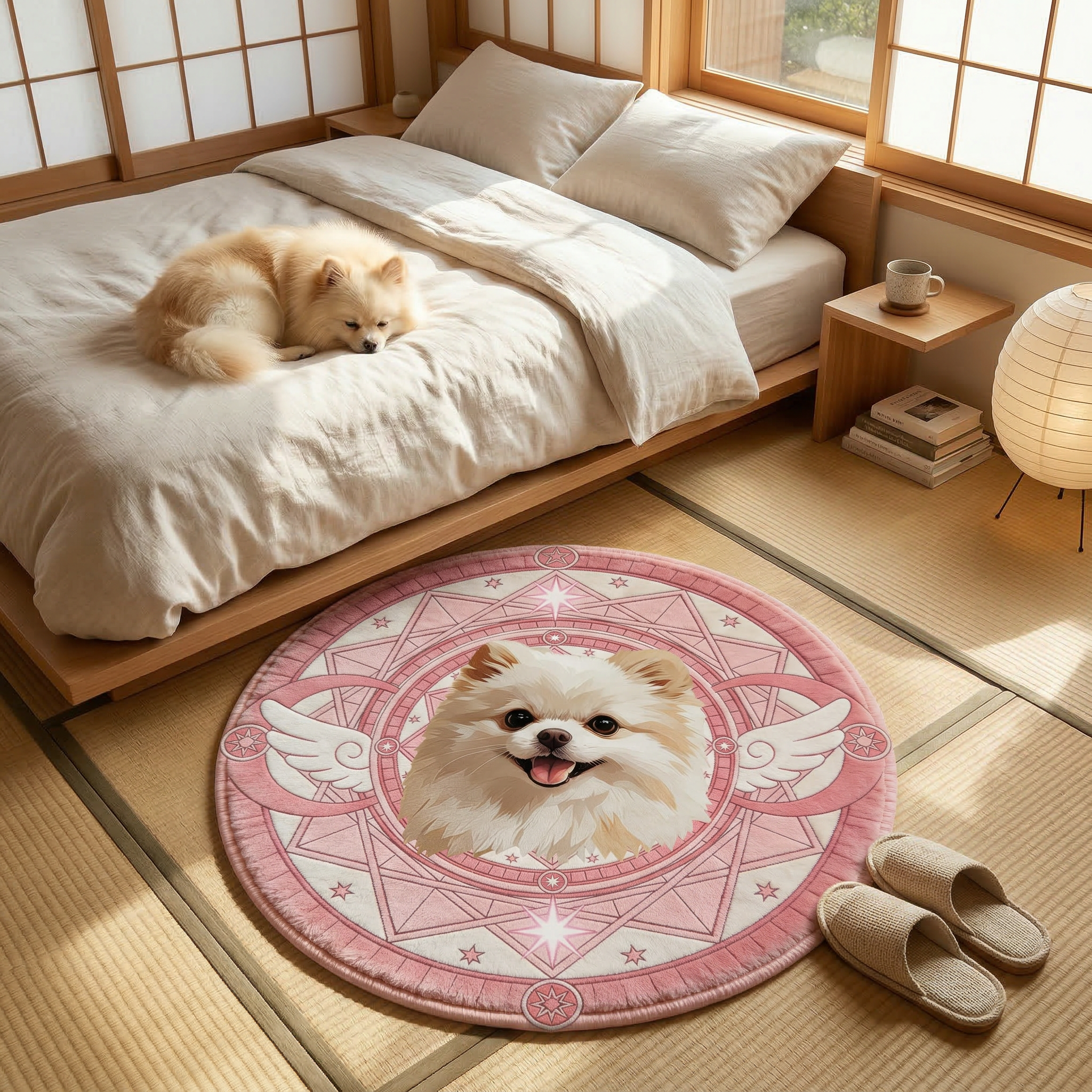 カスタムフワモコ部  ラグマット 円形  【1頭デザイン】260318-10