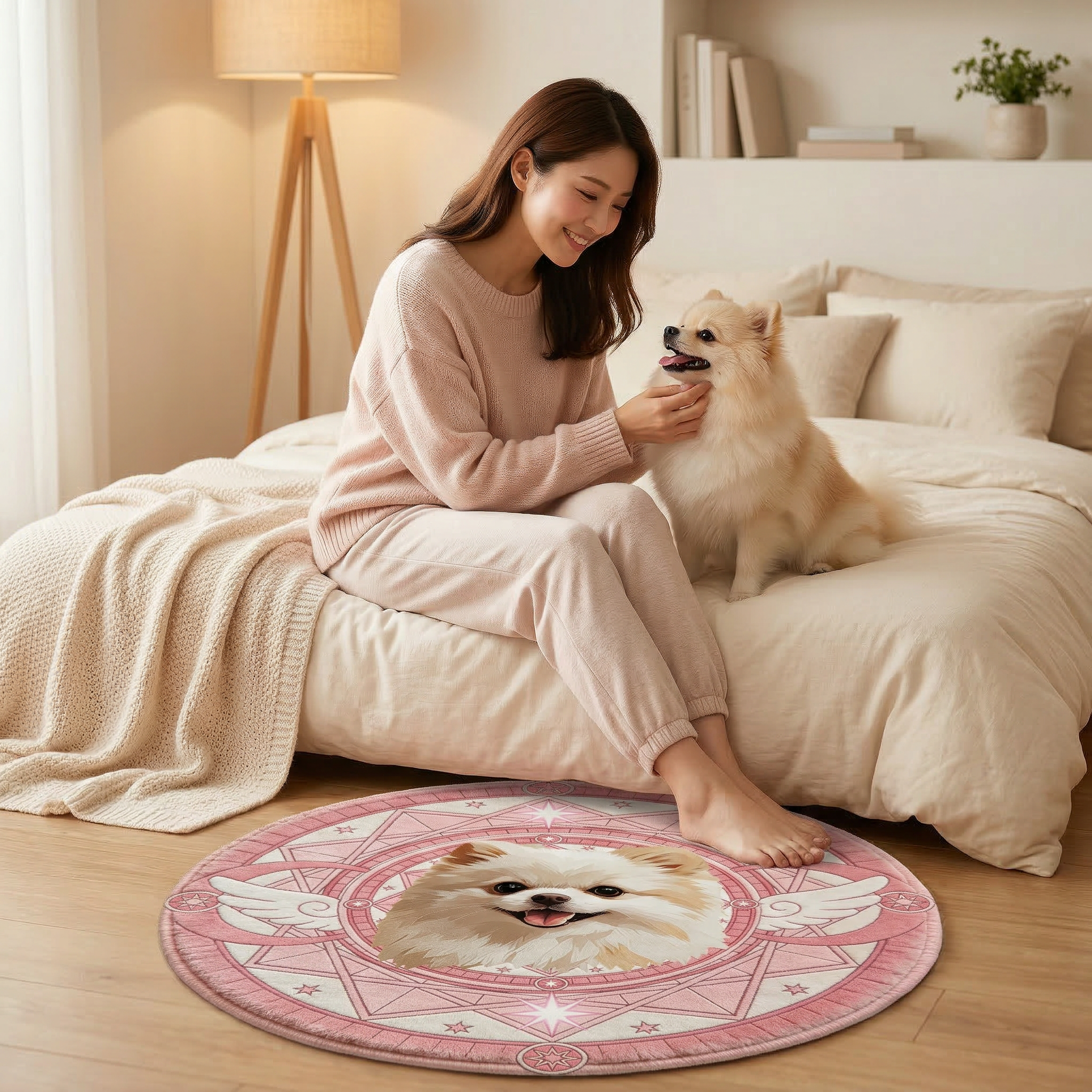 カスタムフワモコ部  ラグマット 円形  【1頭デザイン】260318-10