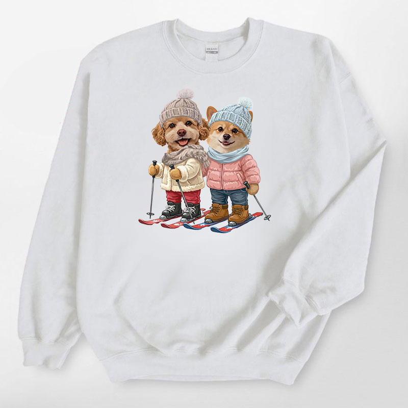 カスタムフワモコ部 　トレーナー   Girls skiing    2頭デザイン251218-9