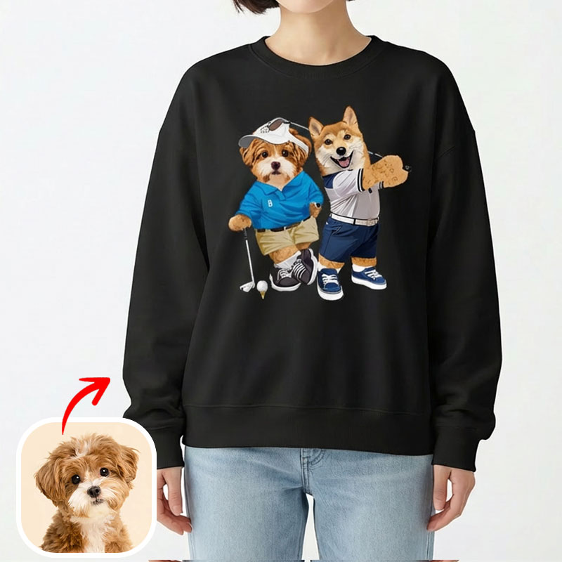 カスタムフワモコ部 　トレーナー  ゴルフ大会  2頭デザイン1013-3-2