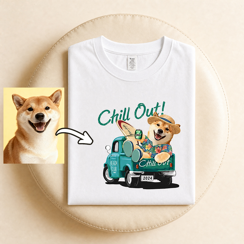 カスタムフワモコ部 ビーチタイム プレミアムTシャツ  1頭デザイン 260520-3