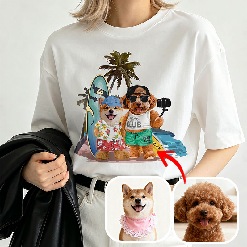カスタムフワモコ部   ワンちゃん W 杯  プレミアムTシャツ  2頭デザイン 260610-2