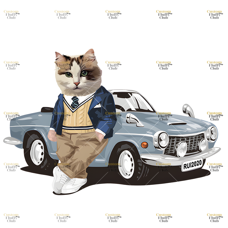 カスタムフワモコ部 　トレーナー  クールなコンバーチブル １頭デザイン0206-5