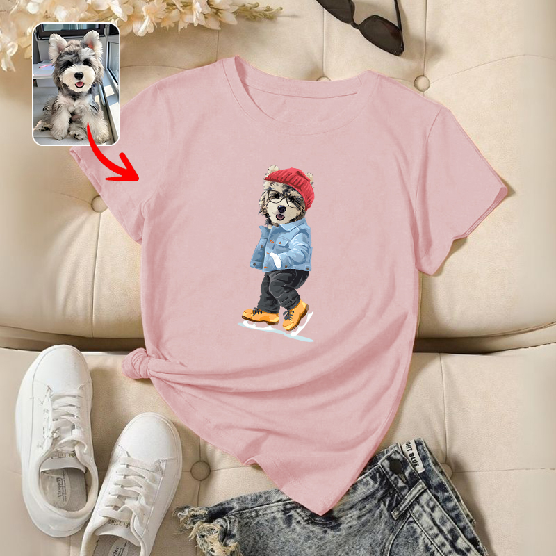 カスタムFluffyClub プレミアムTシャツ  スケート １頭デザイン #250123-4